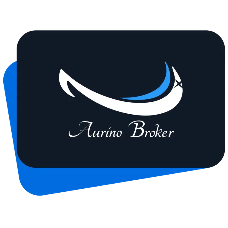 Il marchio Aurino Broker su una tessera scura sovrapposta a una blu